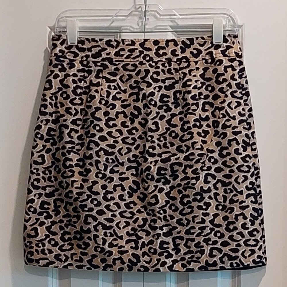 Talbots Leopard Print Lined Straight Mini Skirt S… - image 1